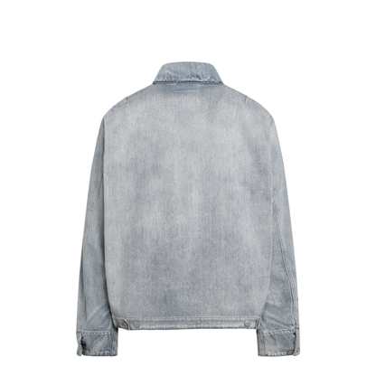 Washed Blue Zip-Up Denim Jacket - Image 2