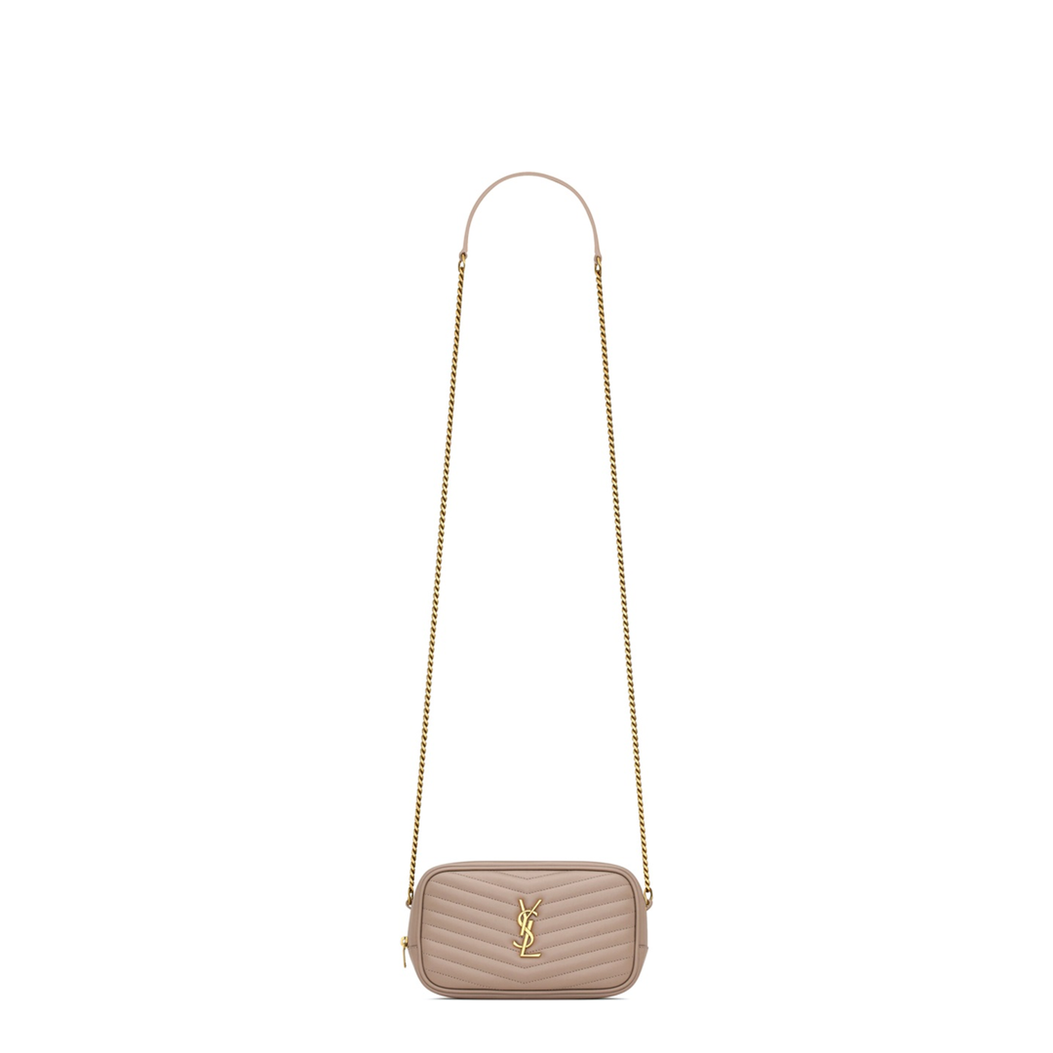 Mini Lou Quilted Leather Crossbody Bag - Dark Beige - Image 1