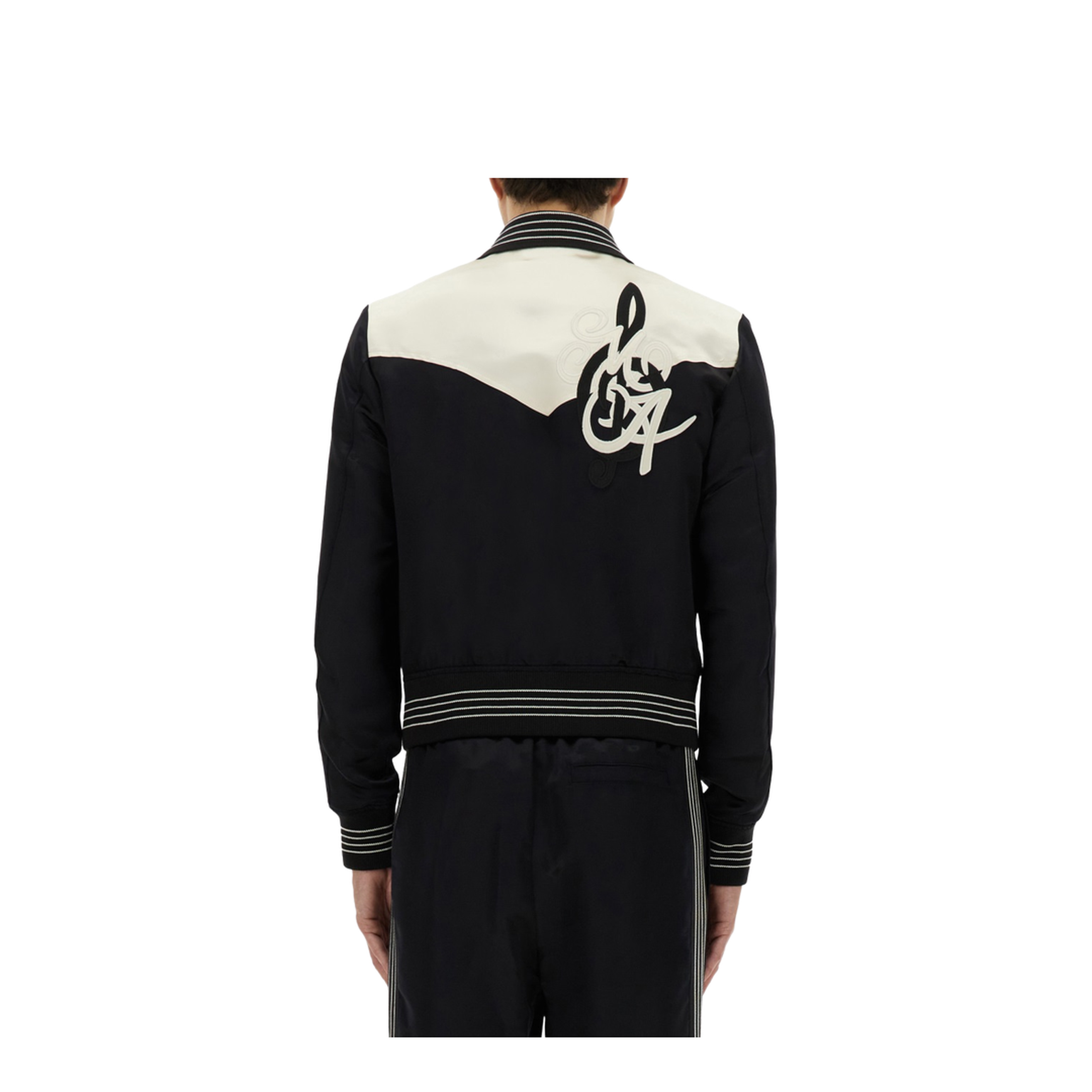 Music Black Polyester Blend Bomber Jacket - Image 2