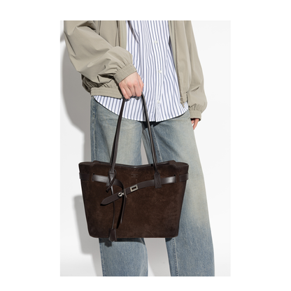 Bel Air Medium Waxed Suede Calfskin Tote Bag - Light Espresso - Image 5