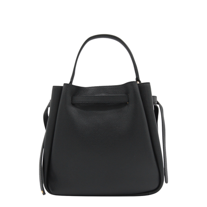 Romy Pebbled Leather Bucket Bag - Black - Image 6
