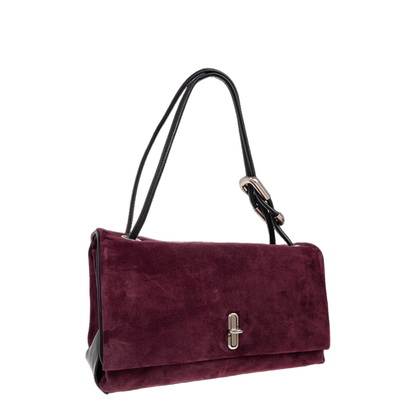 The Suede Large Dual Shoulder Bag Dark Plum - Image 4