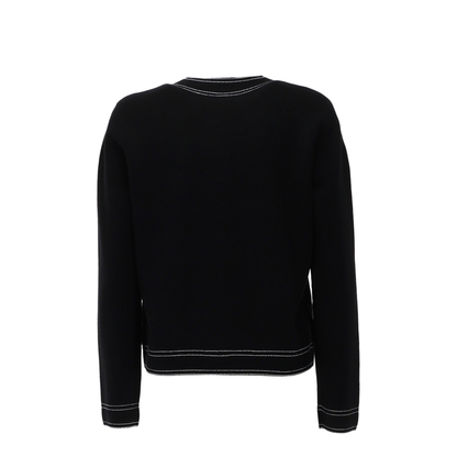 Wool Cardigan Contrast Stitching - Image 3