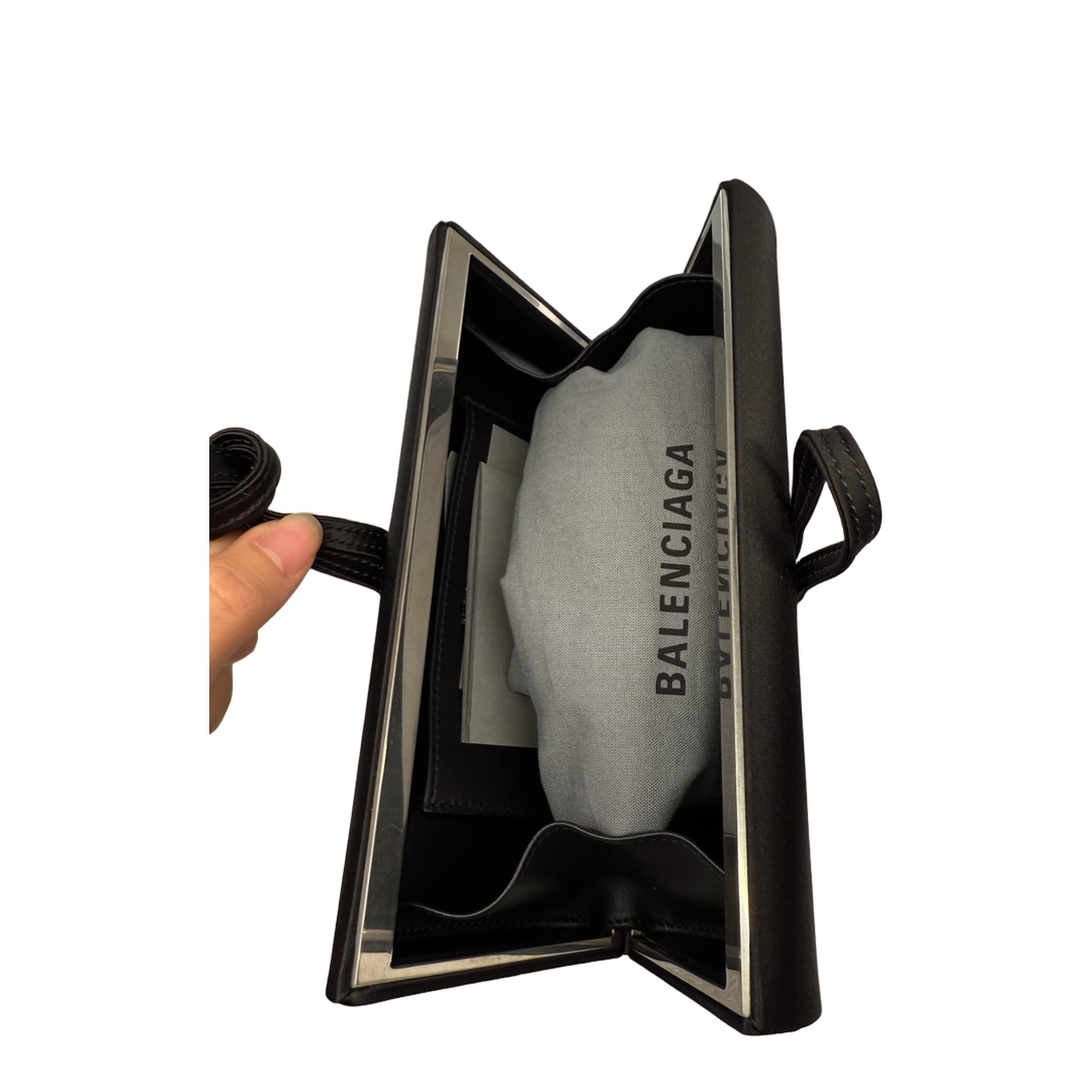 Satin Black Top Handle Bag - Image 2