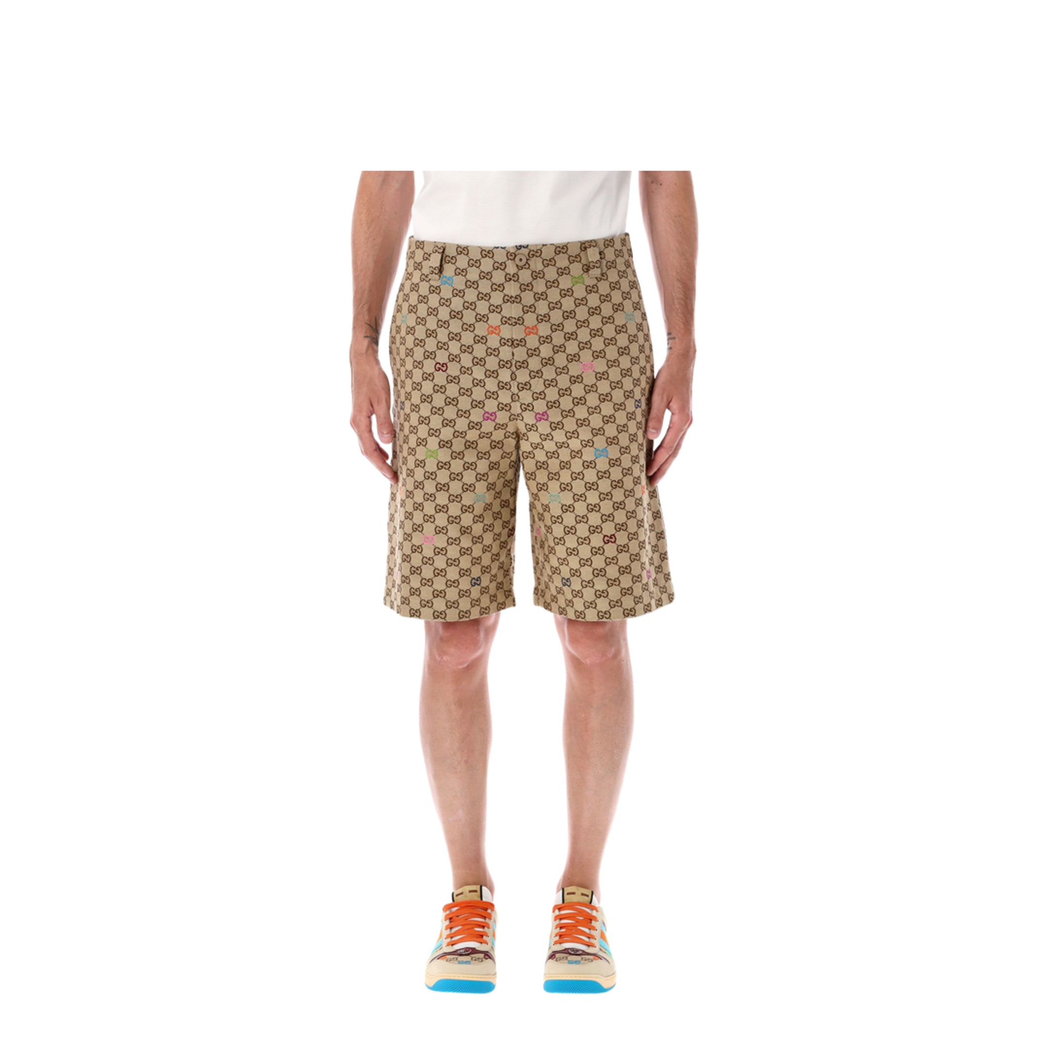 Canvas Shorts in Camel and Dark Brown - Image 1