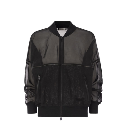 Cotton Organza Bomber Jacket with Shiny Trims - Image 1