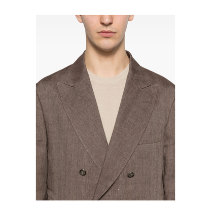 Double-Breasted Leisure Suit - Brown - Image 3