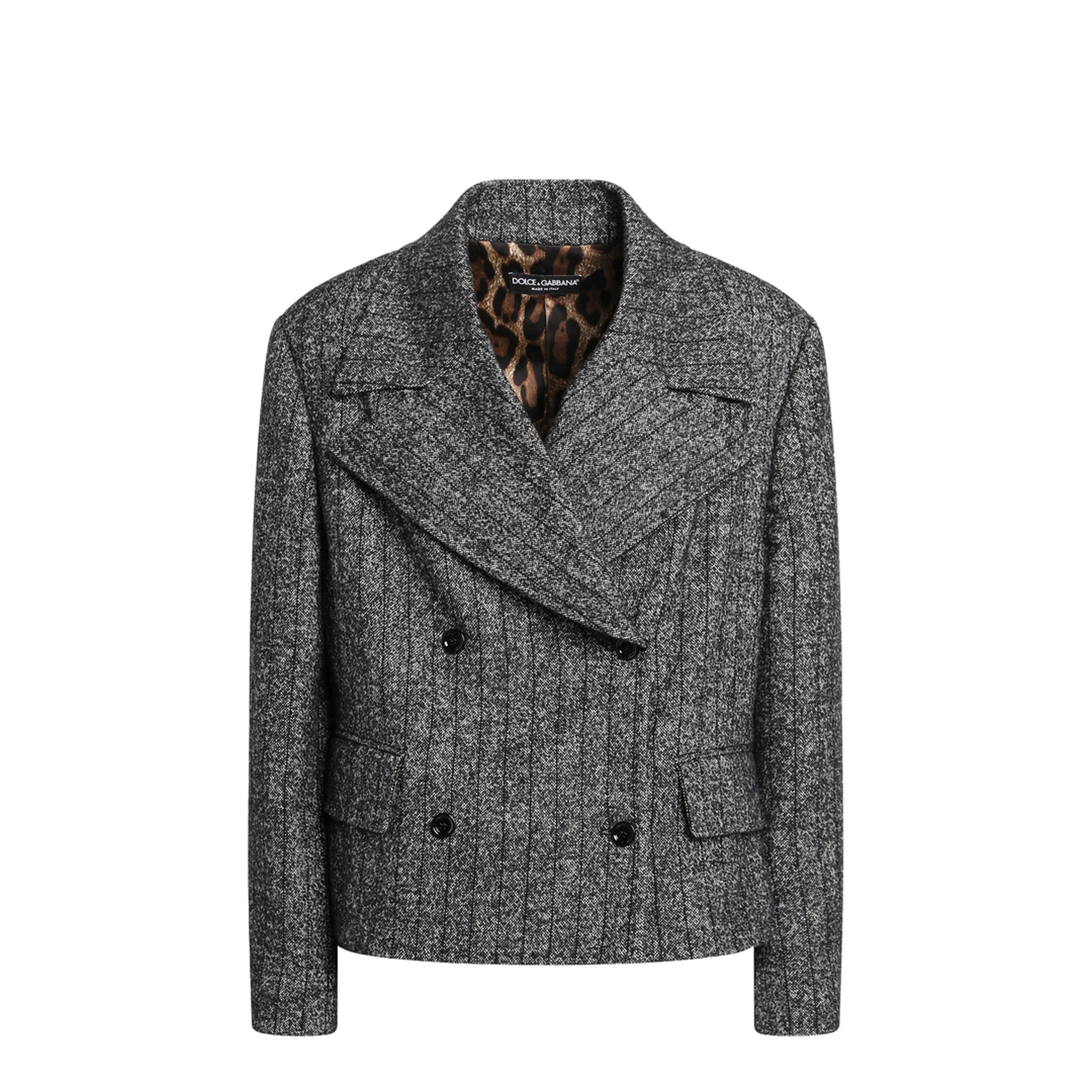 Dark Grey Short Oversized Striped Jacket - Image 1