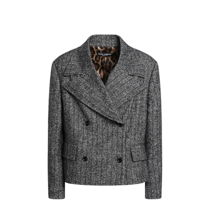 Dark Grey Short Oversized Striped Jacket - Image 1