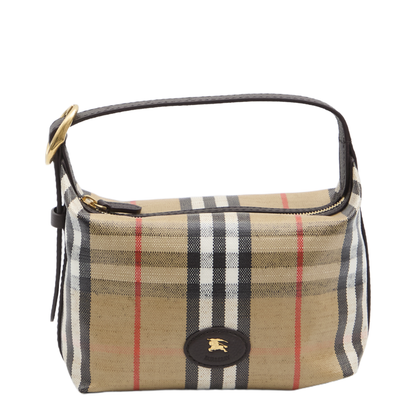 Coated Canvas Handbag With Check Pattern - Image 1