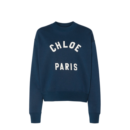 Mock-neck logo sweater in cotton fleece - Image 1