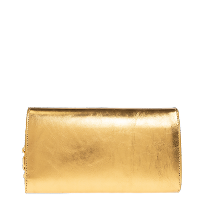 Shuffle Lamé Leather Wallet on Chain - Gold - Image 2