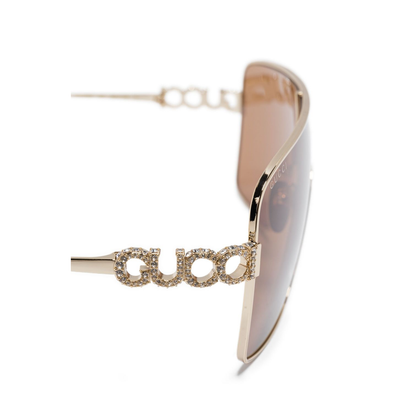 Rectangular Frame Sunglasses in Light Gold - Image 3