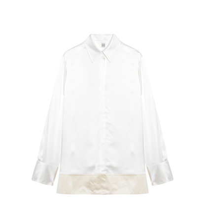 White Champagne Shiny Viscose Shirt - Image 1