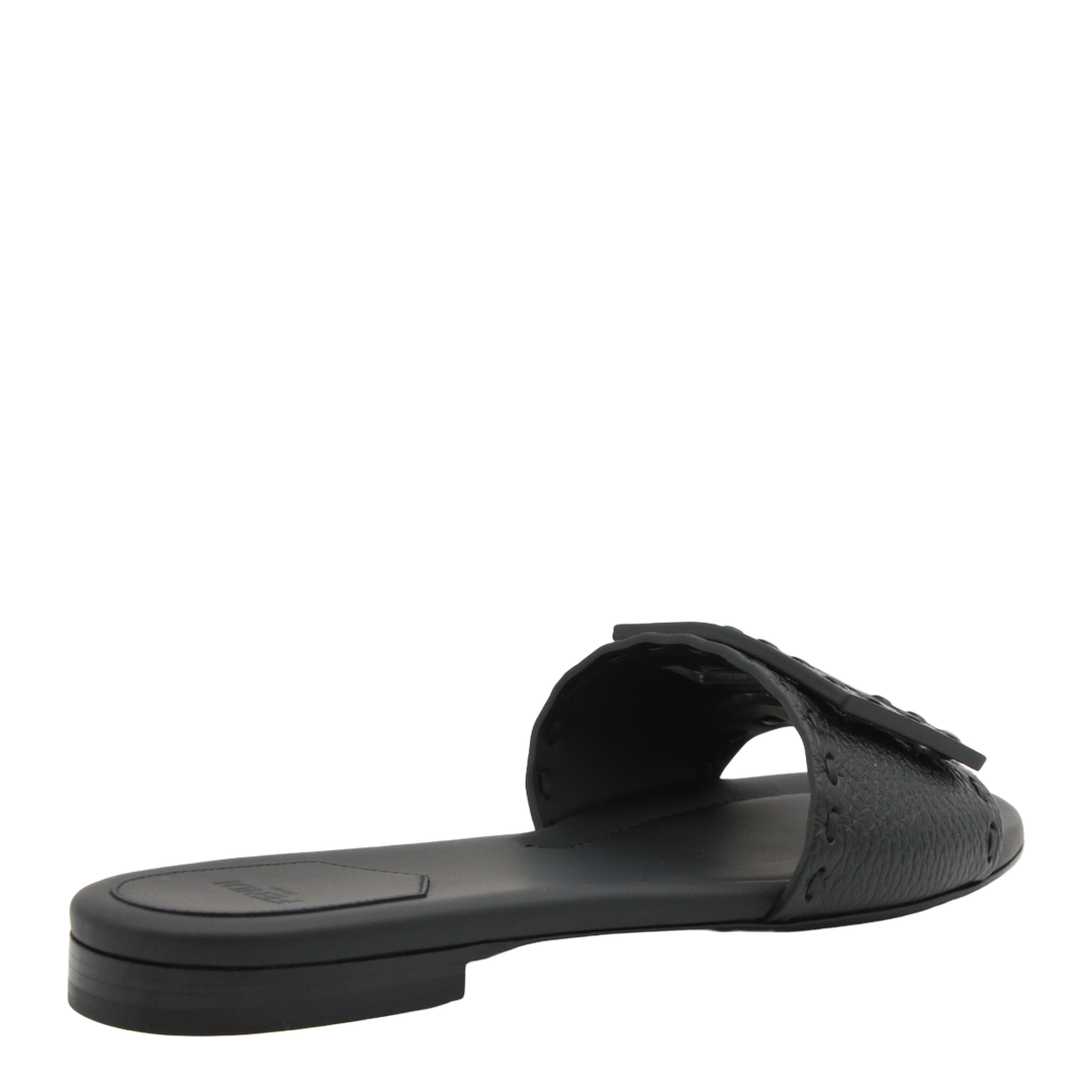 Black Leather Baguette Slides - Image 6