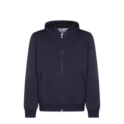 Zipped Cotton Fleece Sweater Blue - Image 1