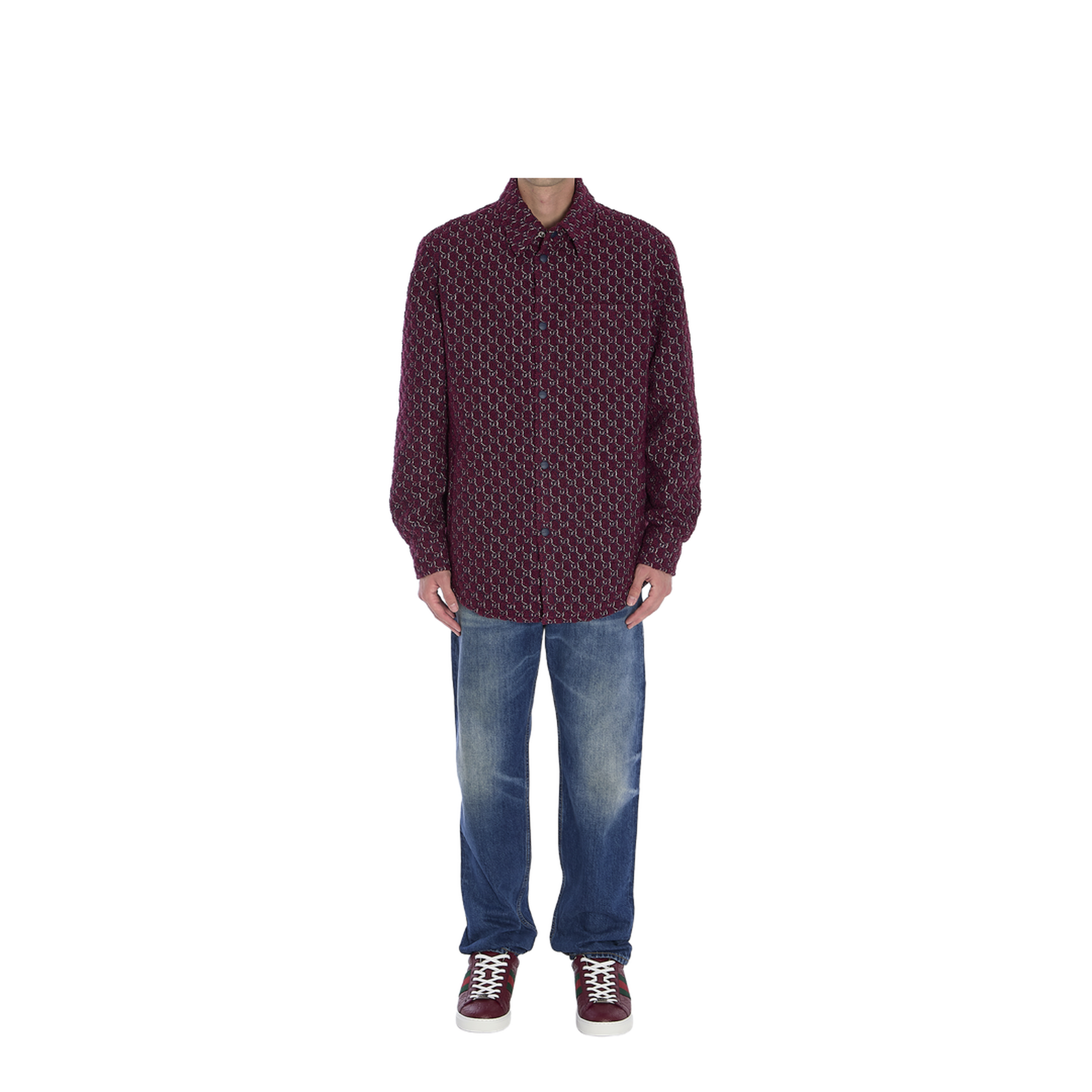 Burgundy Bouclé Padded Shirt - Image 5