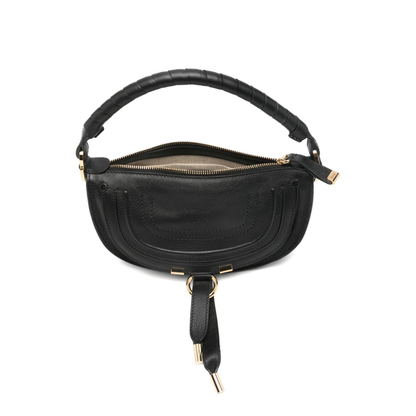 Marcie Mini Calfskin Saddle Bag - Black - Image 5