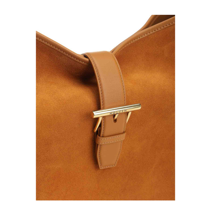 Adjustable Leather Shoulder Bag with Vintage Gold Metal T-Bar Closure - Image 5