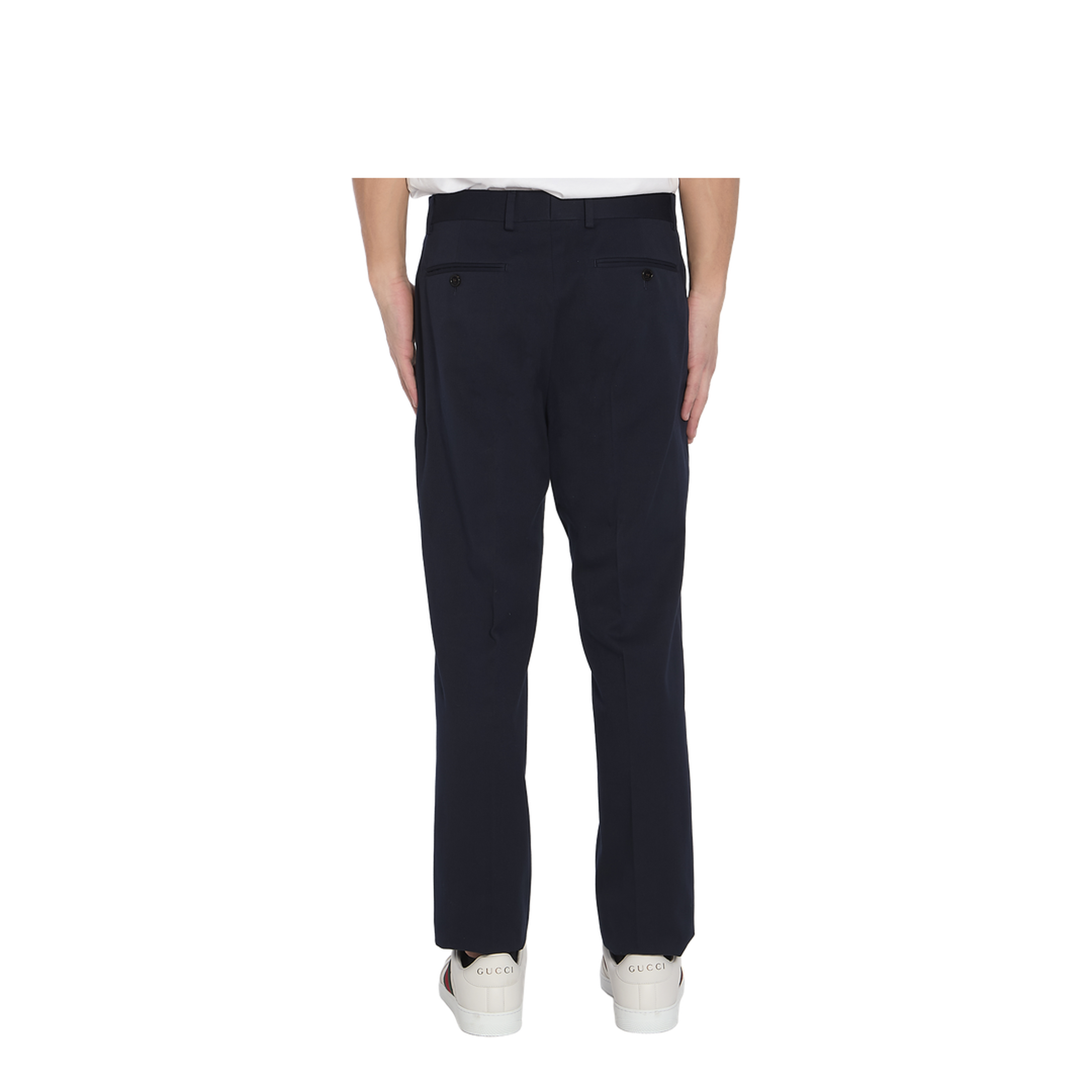 Cotton Gabardine Pant with Web in Blue - Image 4