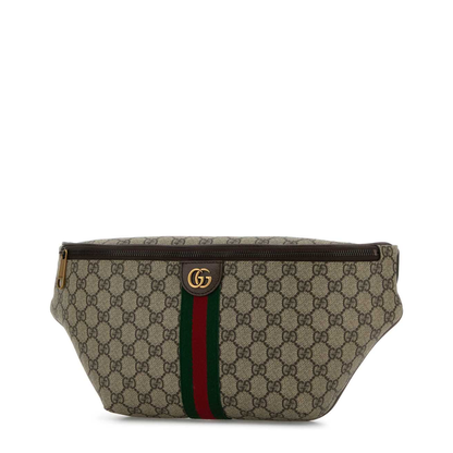 Ophidia Large Belt Bag in Beige and Dark Brown Fabric - Image 2