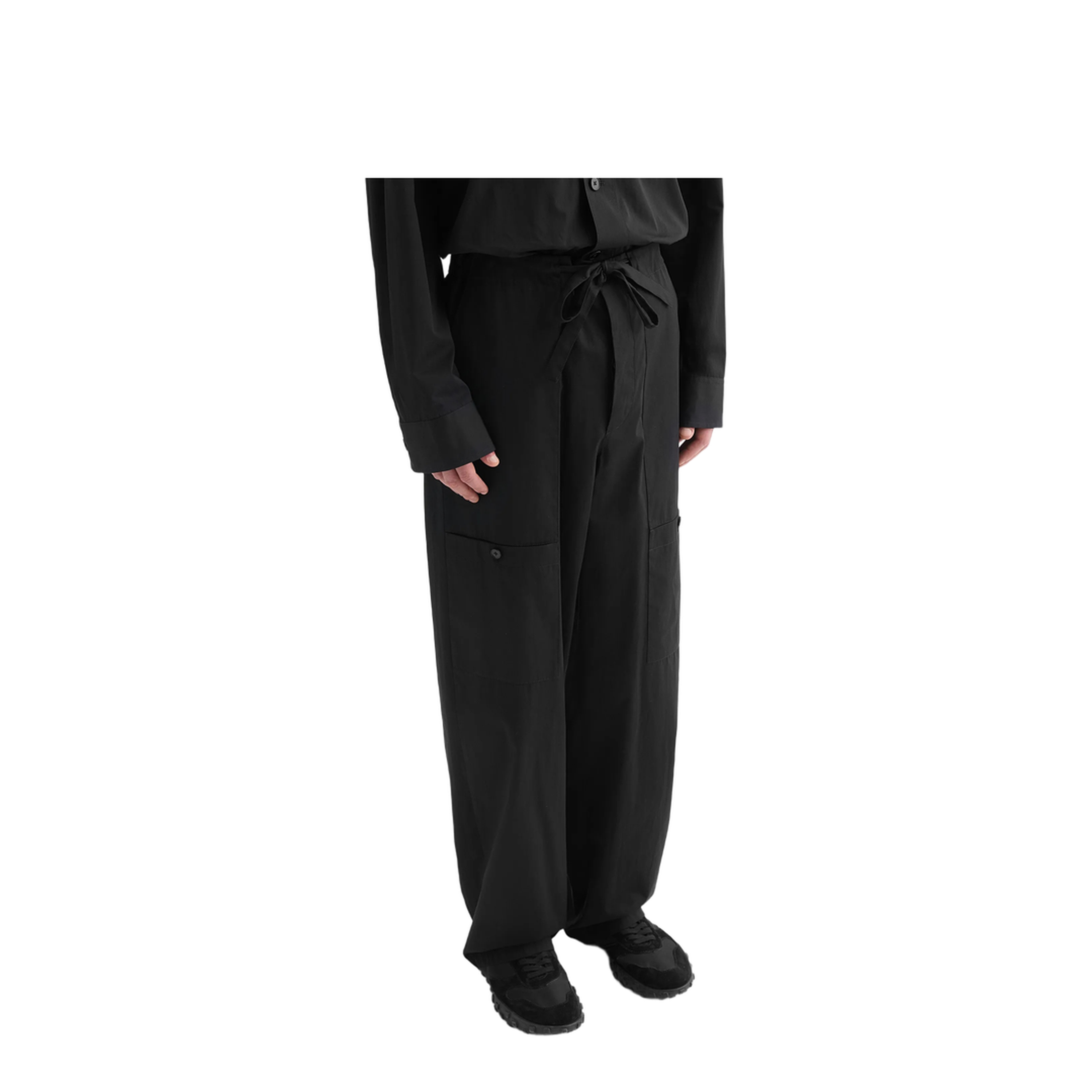 Cotton Poplin Cargo Pants Black - Image 3