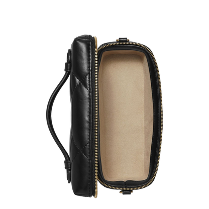 Kira Diamond Quilt Charm East-West Leather Vanity Case - Black - Image 4