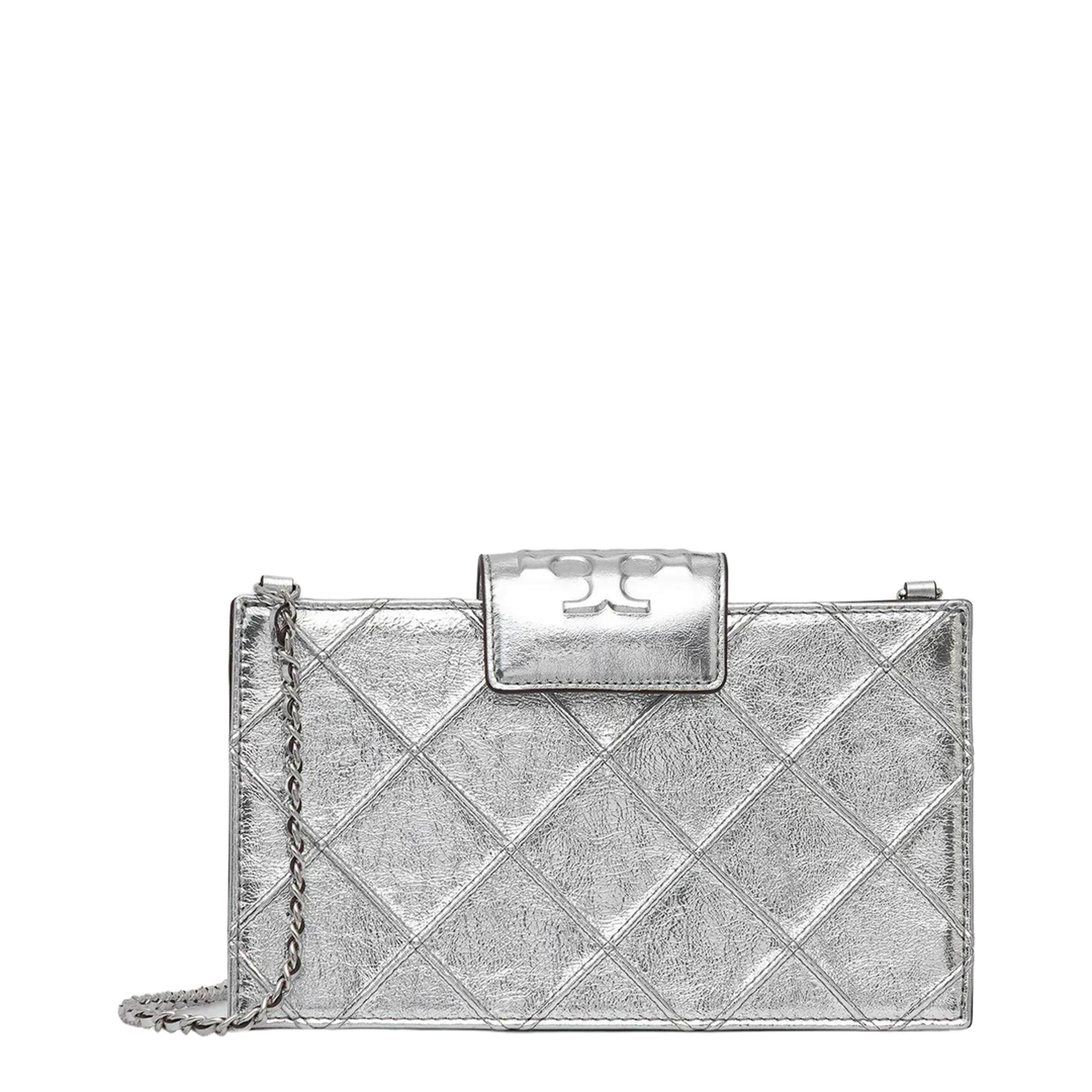 Fleming Mini Calfskin Crossbody - Silver - Image 1