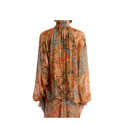 Silk Shirt with Ruffles and Paisley Motif - Image 5