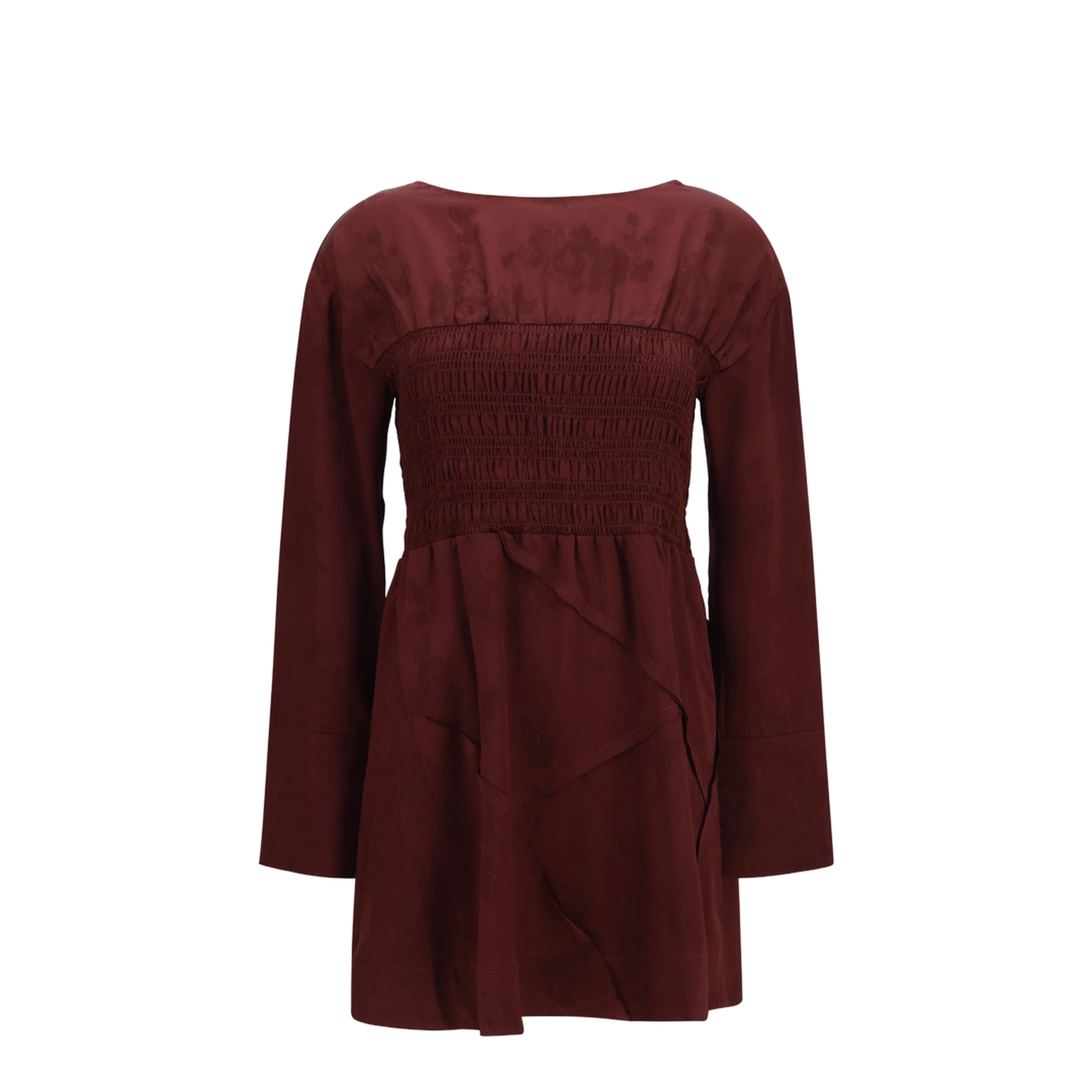 Long-sleeve Satin Mini Dress - Image 1