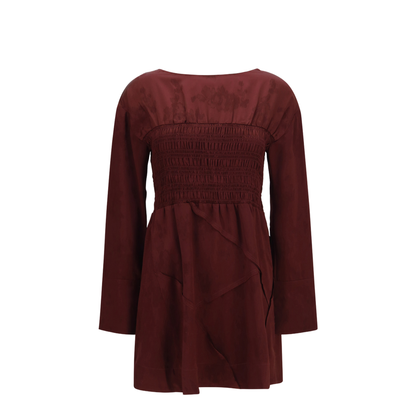 Long-sleeve Satin Mini Dress - Image 1