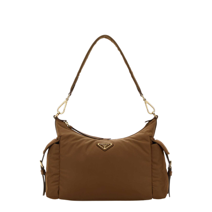 Explore Large Re-Nylon and Leather Shoulder Bag - Brandy - Image 1