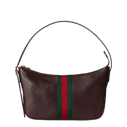 Lunetta small crossbody bag in dark brown leather - Image 1