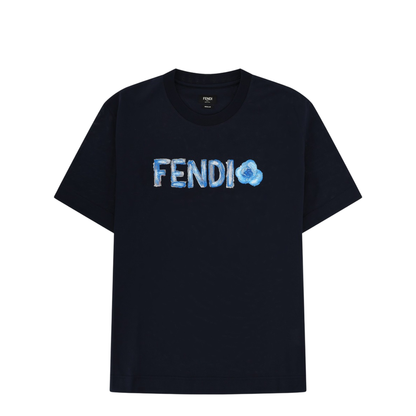 Navy Blue T-Shirt with Embroidered Logo - Image 1