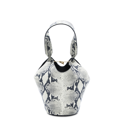 Lotus Mini Python-Embossed Calfskin Tote - Natural - Image 5