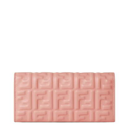 Continental Wallet with Chain in Pink Leather - Image 3