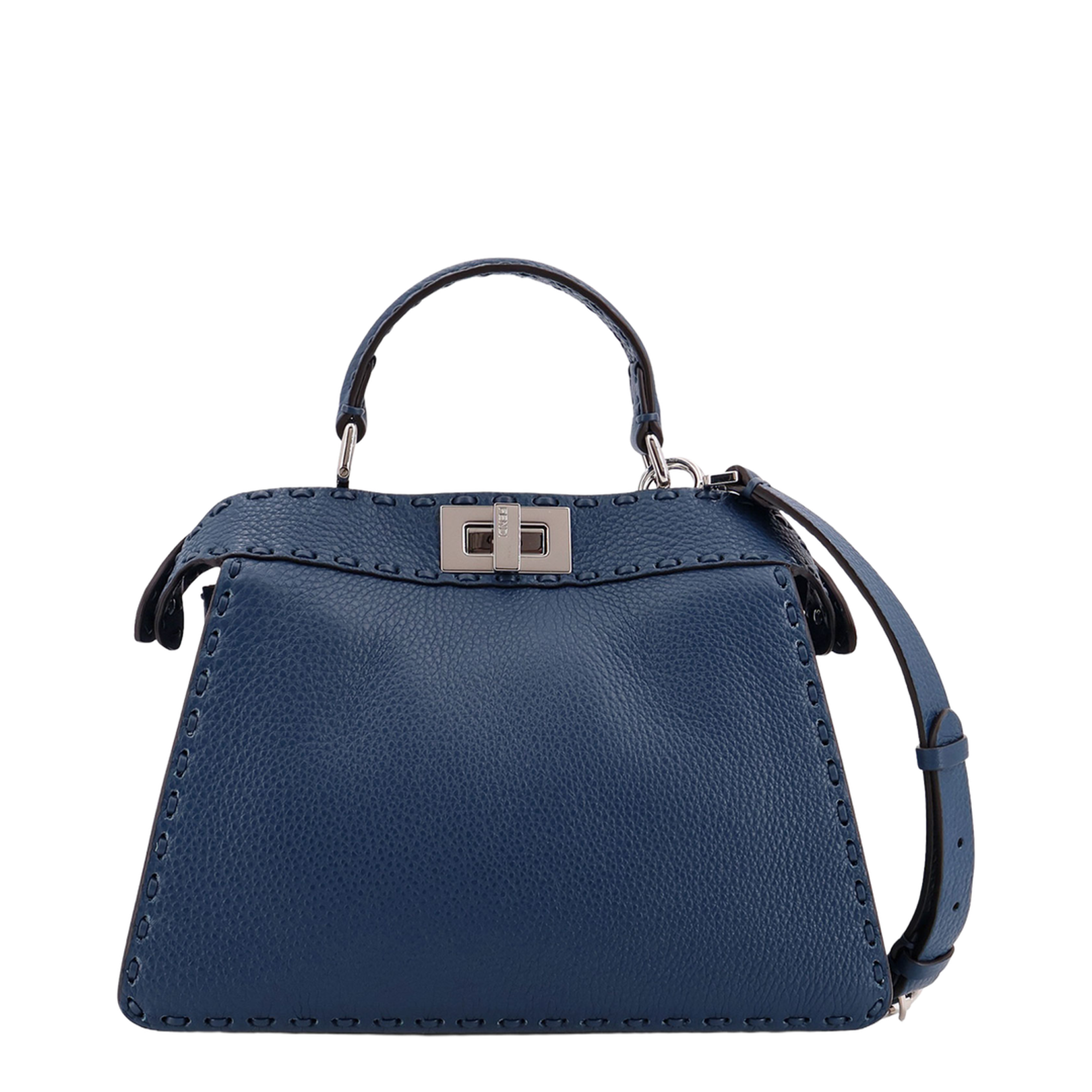 Peekaboo ISeeU Small Leather Top Handle Bags - Navy Blue - Image 2