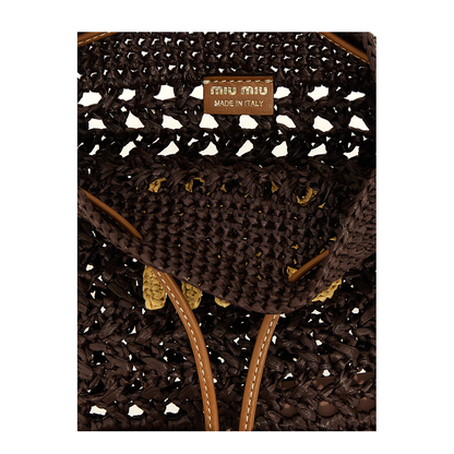 Cocoa Brown Natural Woven Fabric Mini-Bag - Image 4