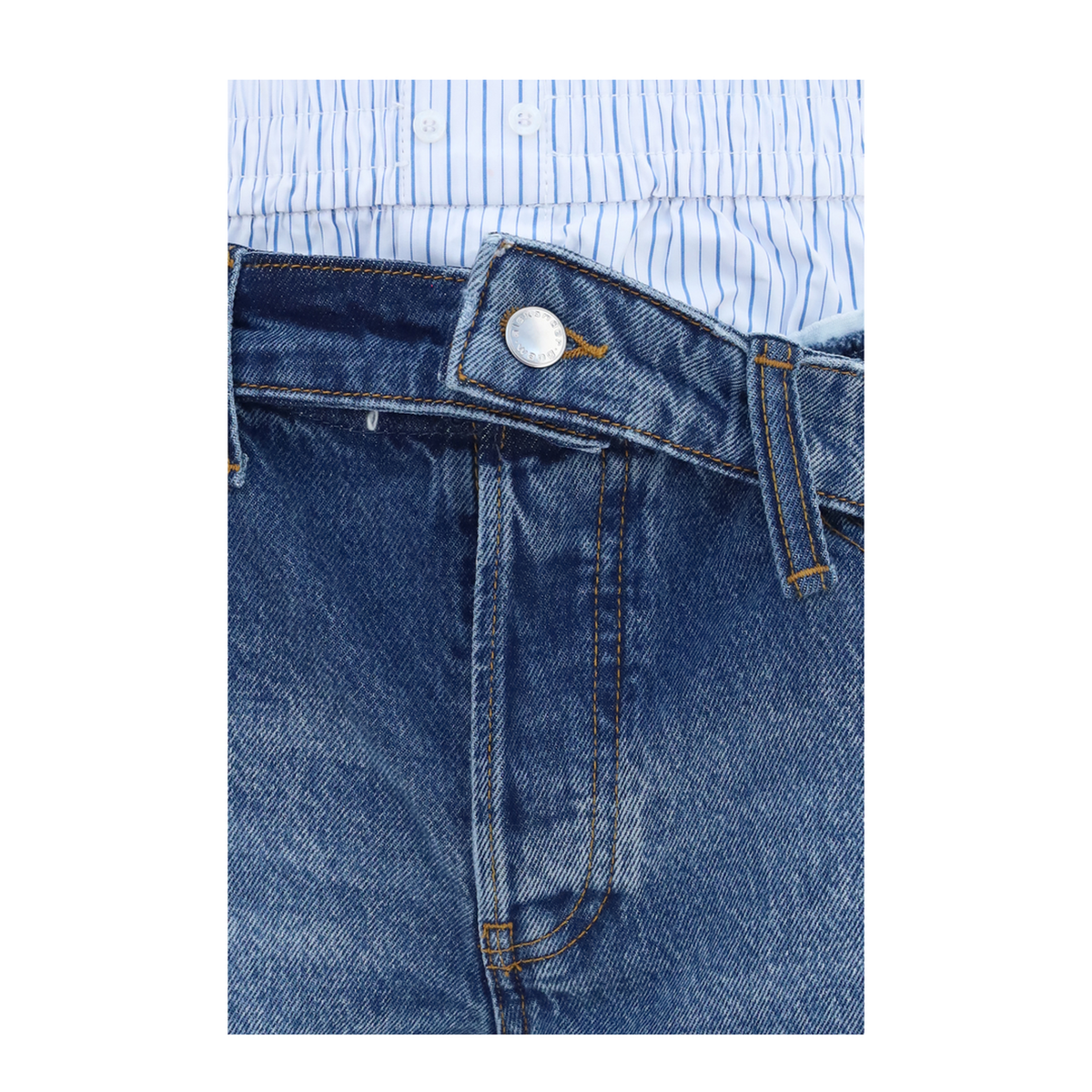 Denim Shorts With Boxer Detail - Image 3