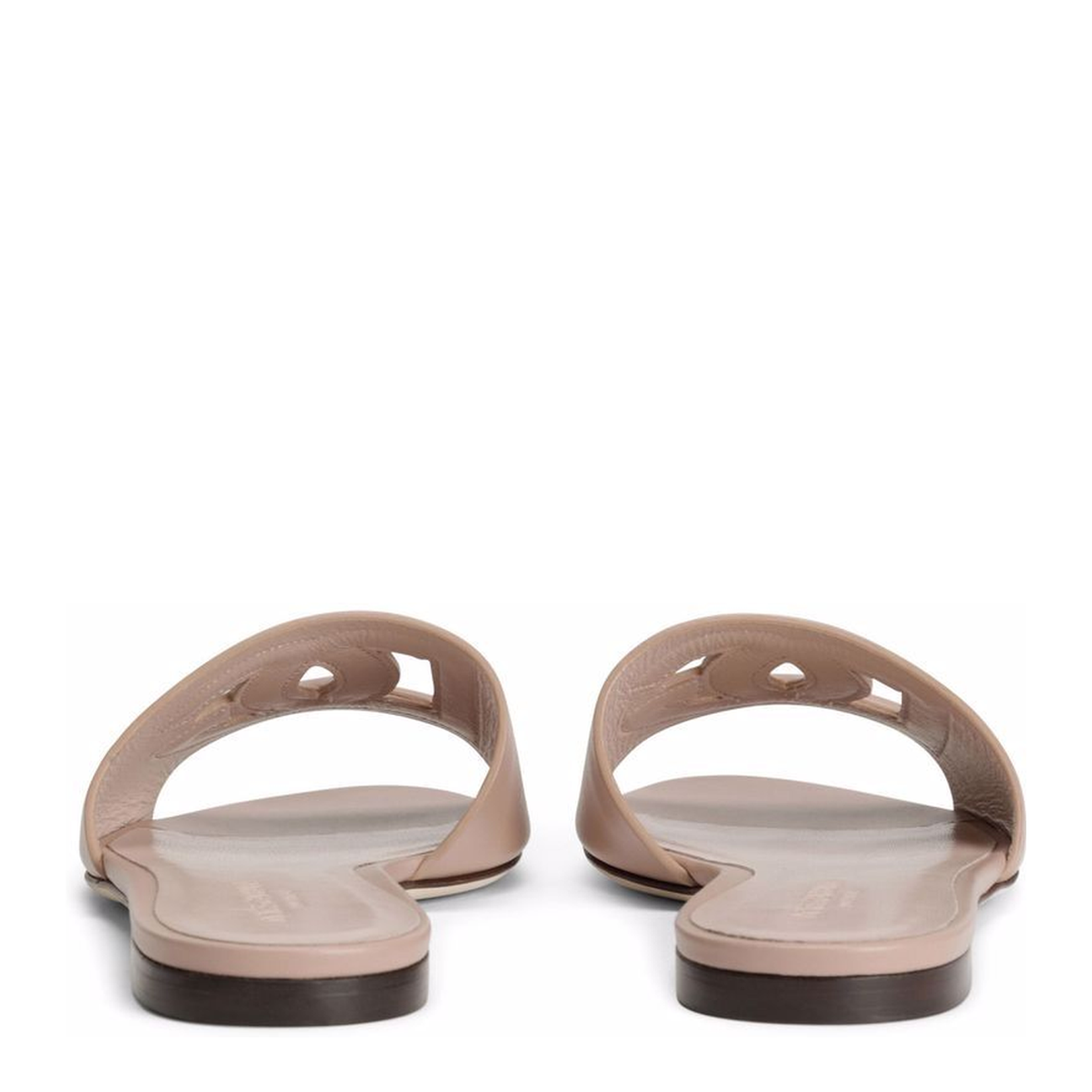 Calfskin Slides with Logo in Pale Pink - Image 2
