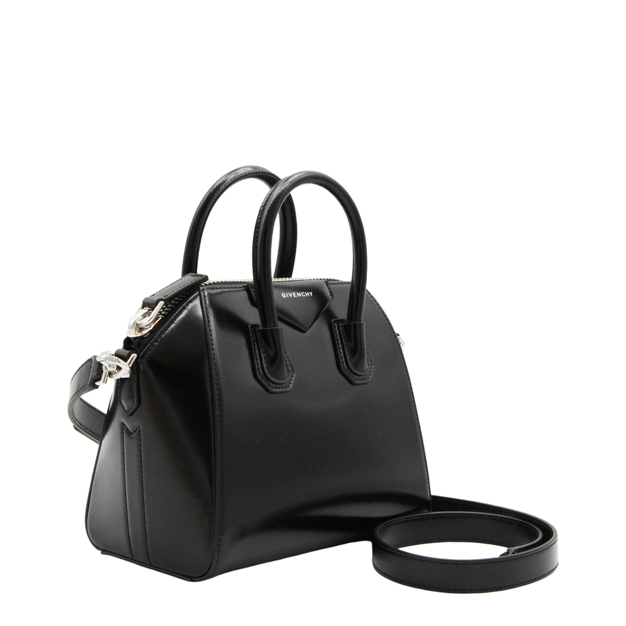 Antigona Mini Leather Shoulder Bag in Black - Image 6