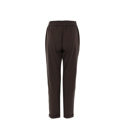 Cotton Drawstring Trousers - Brown - Image 3