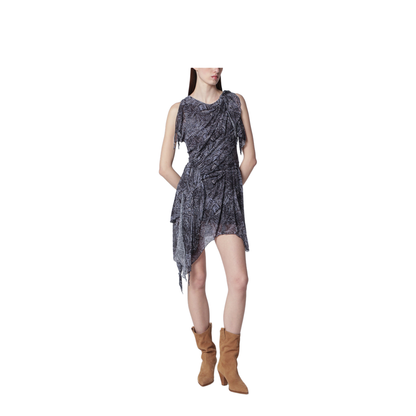 Asymmetrical Mini Dress Faded Night in Silk - Image 1