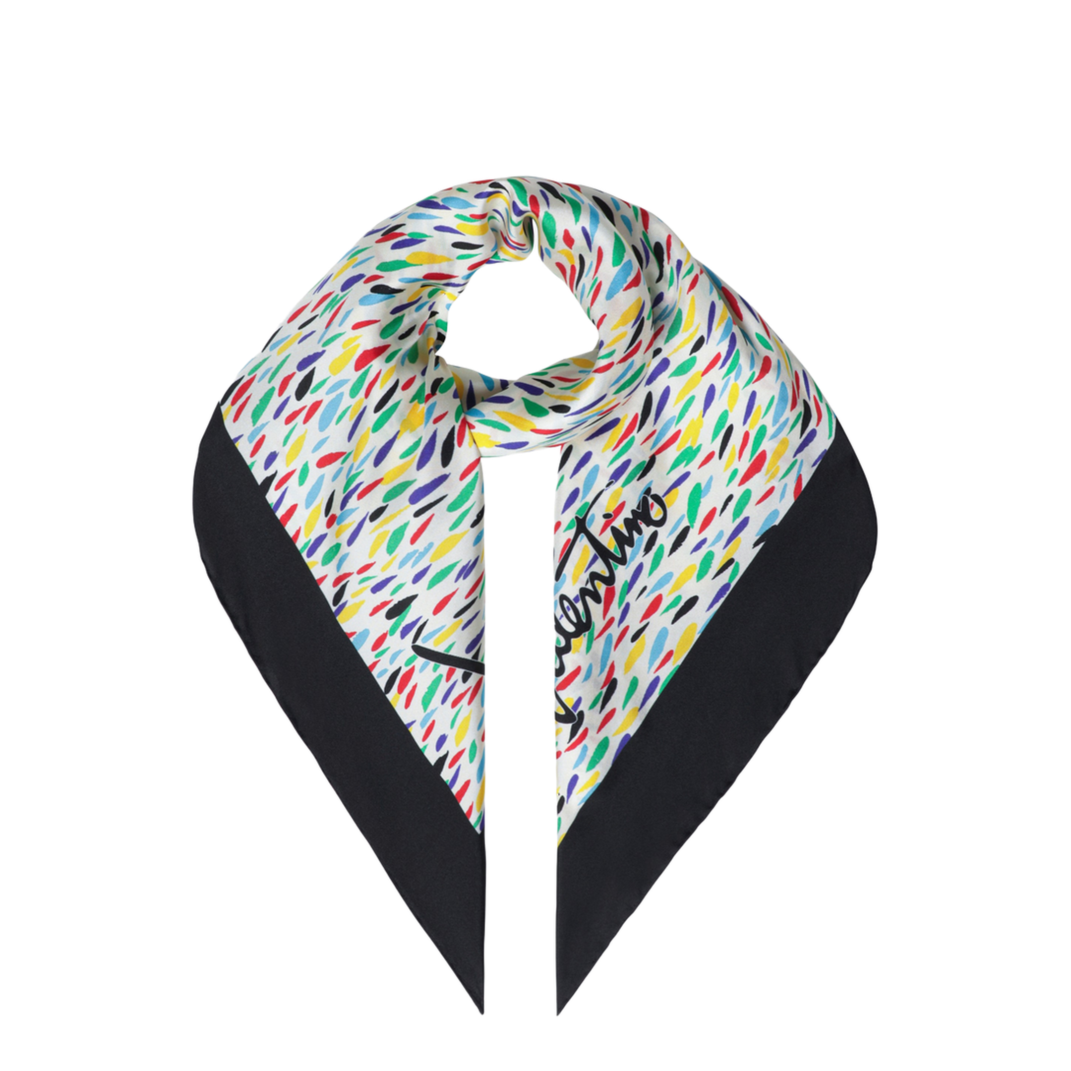 Silk Scarf with Multicolor Print - Image 1