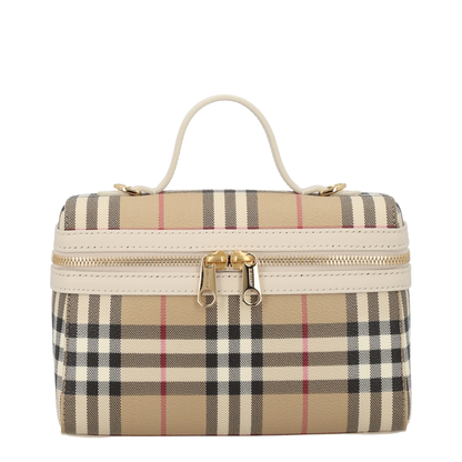 Check Coated PU Vanity Bag - Archive beige/soap beige - Image 1