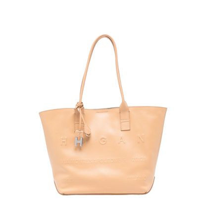 Address Small Calf Leather Tote - Beige - Image 1