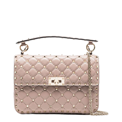 Medium Nappa Rockstud Spike Bag in Poudre - Image 1