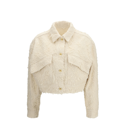 Fuzzy Dyed Denim Outerwear Jacket with Monili - Image 1
