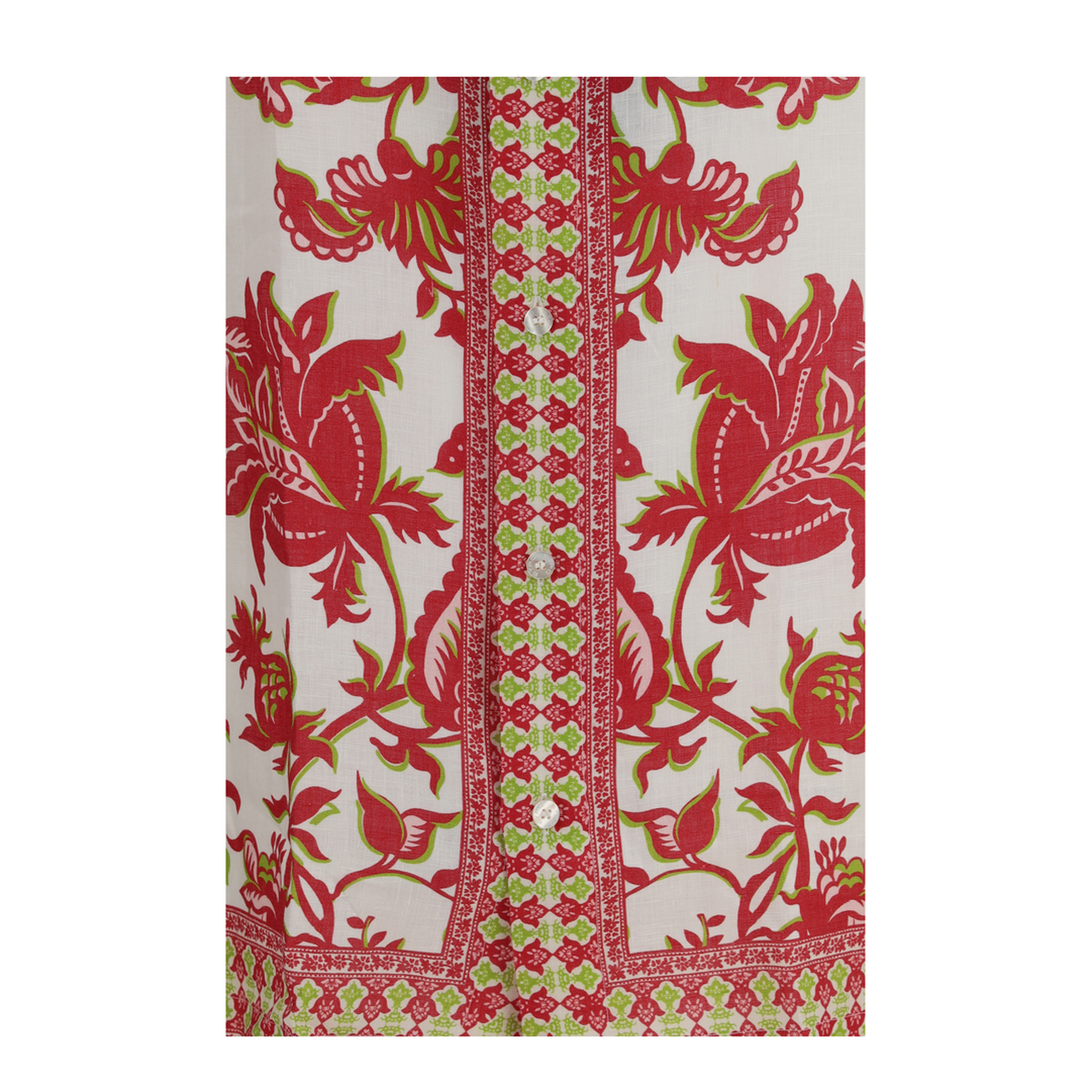 Linen Shirt with Floral Print and Short Sleeves - Image 3