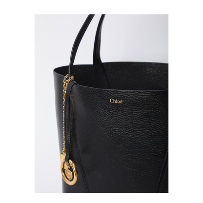 Spin Grained Cowhide Tote - Black - Image 4